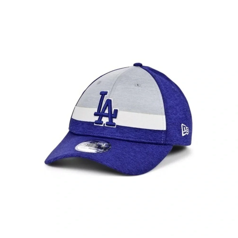 NEW ERA 39thirty Los Angeles Dodgers Hat Cap Blue Tri-Stripes Dual Logo Size S/M